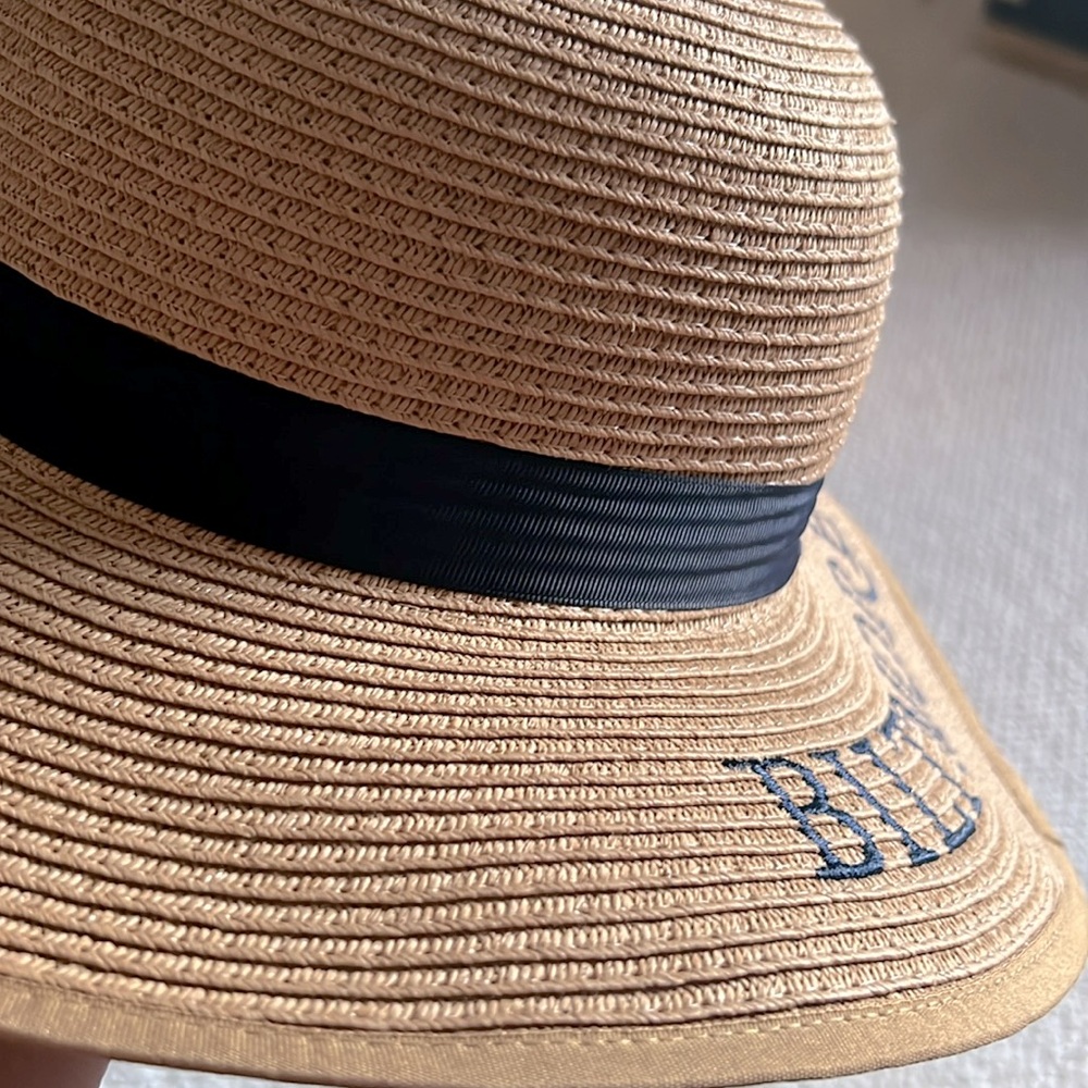 Biltmore Straw Hat - Navy Blue Ribbon, Fully Lined - Brand New! - Picture 3 of 4